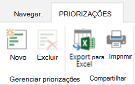Barra de menus a mostrar as opções de atribuição de prioridades.