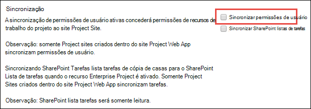 Sincronização de Permissões de Utilizador.