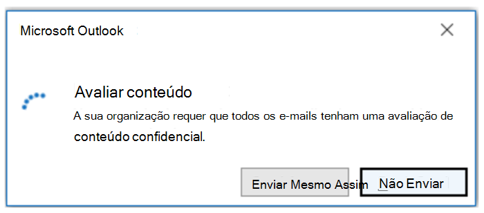 Captura de ecrã a mostrar a caixa de diálogo Aguardar no envio.