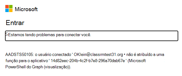 Erro do Powershell ao tentar autenticar usando o MS Graph.