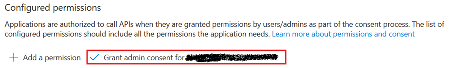 Captura de tela mostrando o local de Conceder consentimento do administrador.
