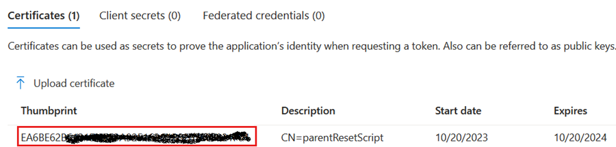 Captura de tela de uma impressão digital de certificado.