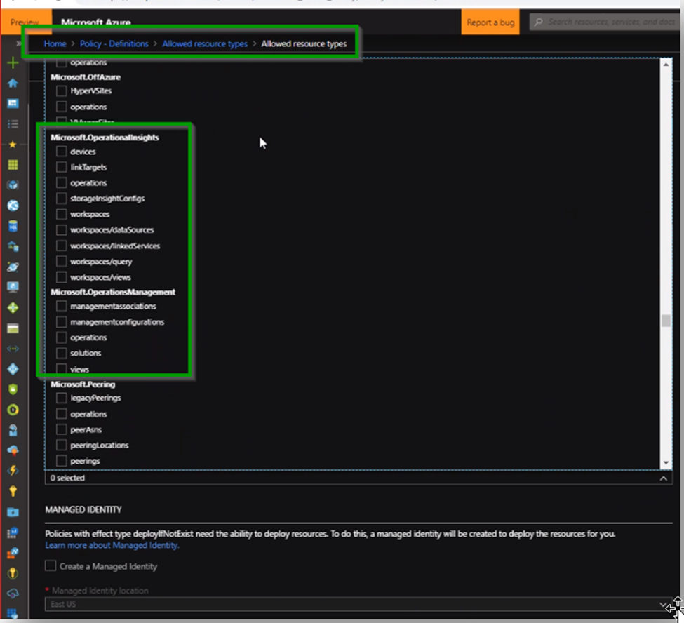 O portal Microsoft Azure mostrando tipos de função selecionáveis.