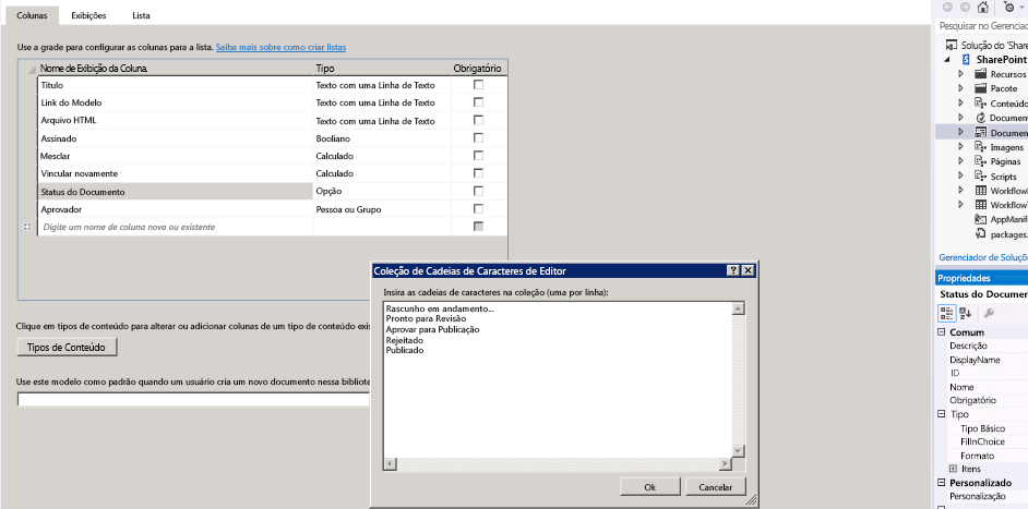 Set custom column properties