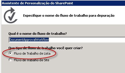 Specify workflow name and type