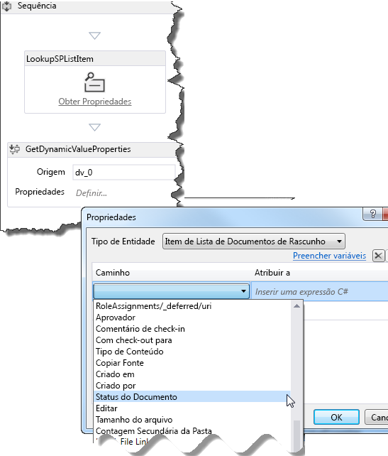 Setting property values to extract