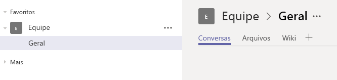 Selecionando o canal Geral na equipe do Microsoft Teams