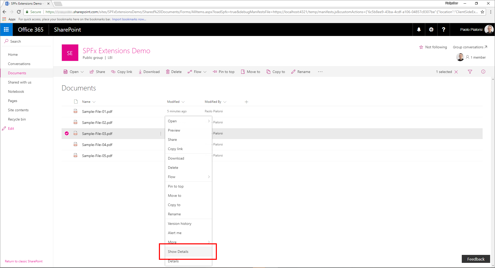 O Conjunto de Comandos do ECB renderizado na lista