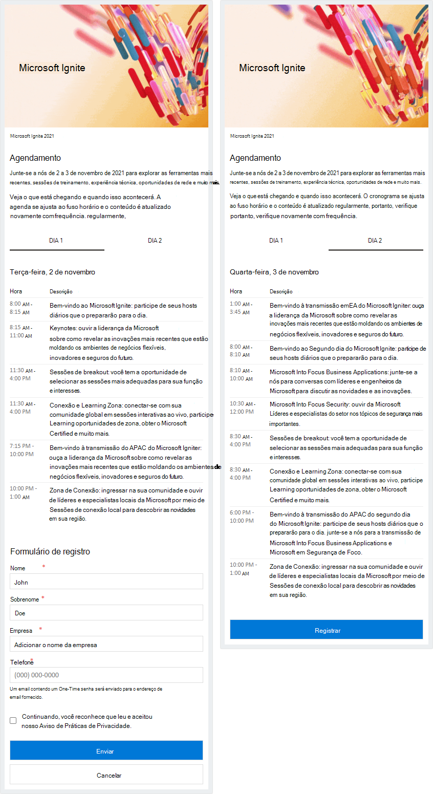 Viva Connections exemplos de exibição rápida de extensão de cartão