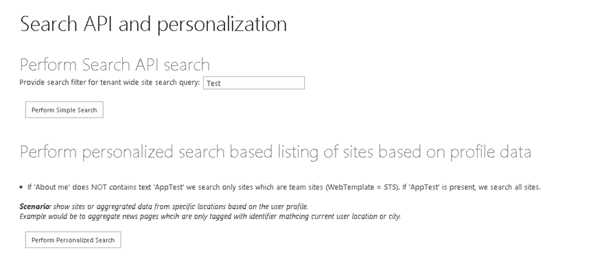 Exemplo da interface de usuário de resultados de pesquisa personalizados