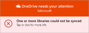 O OneDrive precisa da sua mensagem de atenção