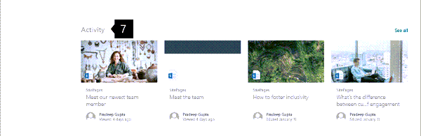 Imagem da Web Part de atividade do site