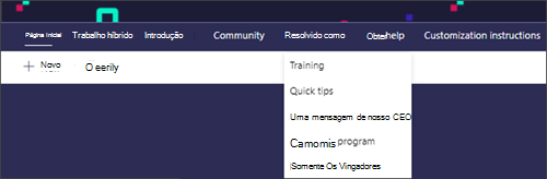 Imagem da navegação do site de transformação do Local de trabalho