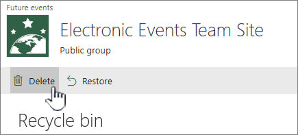 Botão Excluir item de reciclagem do SharePoint Online