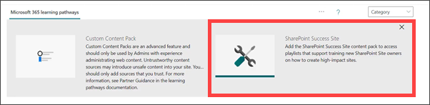 Imagem do pacote de conteúdo na página de administração de caminhos de aprendizagem do Microsoft 365.
