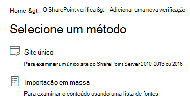 selecionar um método de verificação – único ou em massa