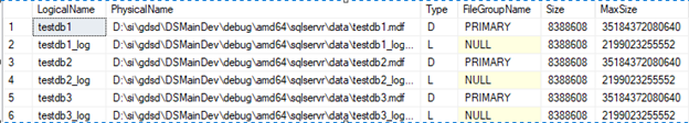 Captura de tela da saída do SSMS para backups definidos a partir da consulta.