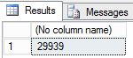 Uma captura de tela do SSMS mostrando um conjunto de resultados com contagem de linhas de 29.939.