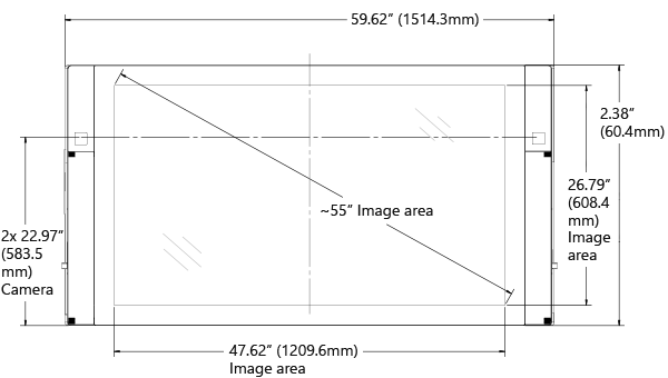 Exibição frontal de 55 ” Surface Hub.