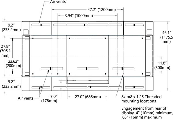 Exibição traseira de 84 ” Surface Hub.