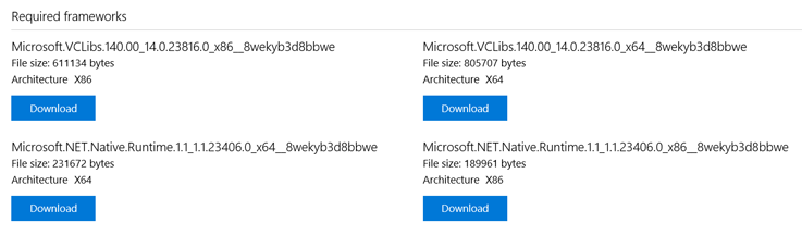 Estruturas necessárias para o aplicativo Surface.