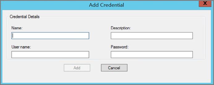 Captura de tela da página Adicionar Credenciais aberta.