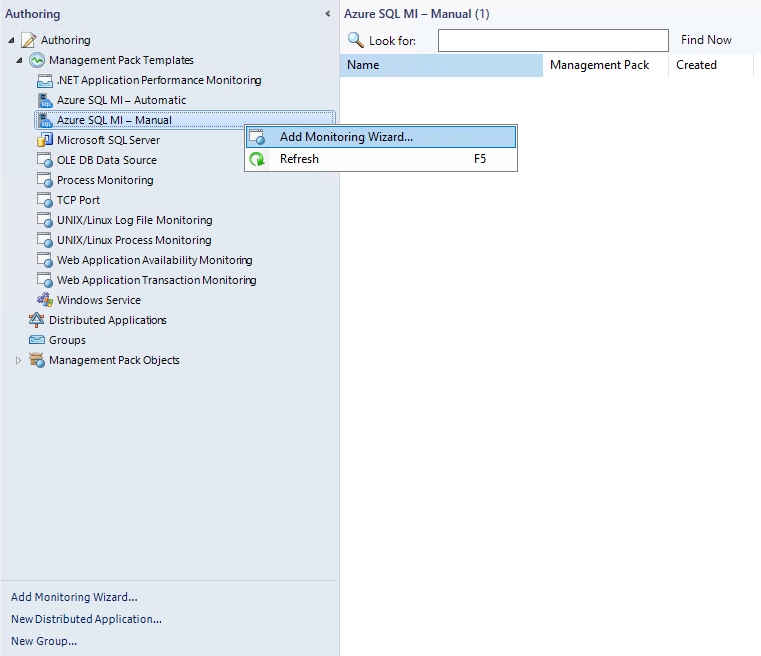Captura de tela mostrando o Assistente para Executar Adicionar Monitoramento.