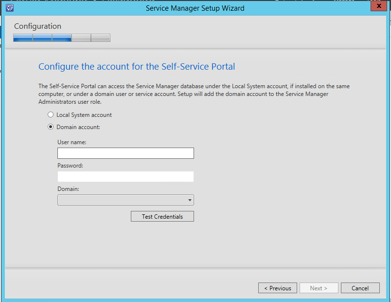 Captura de tela mostrando a conta do portal do Self-Service.