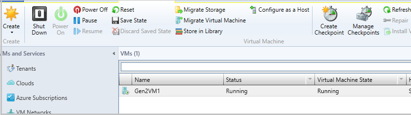 Captura de tela da VM do host em execução.