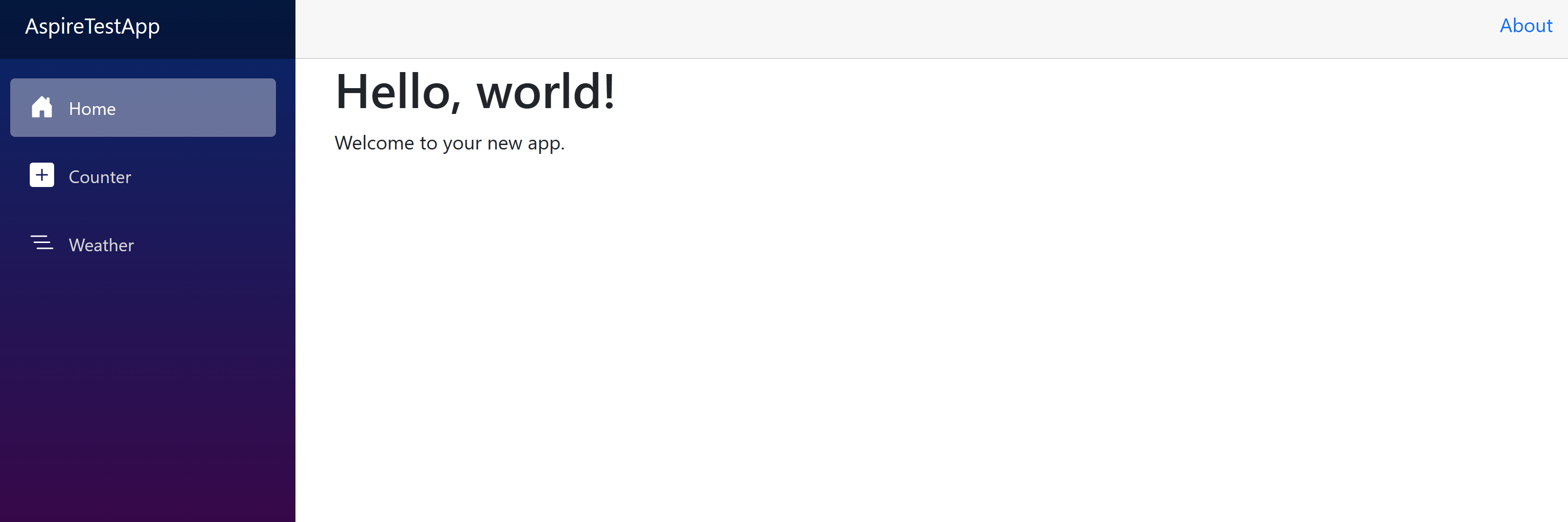 Uma captura de tela do front-end do aplicativo Web Blazor.