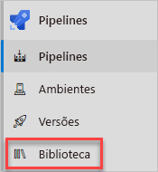 Captura de tela do Azure Pipelines mostrando a opção de menu Biblioteca.