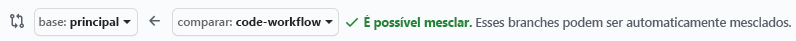 Captura de tela do GitHub confirmando que o ramo pode ser mesclado.