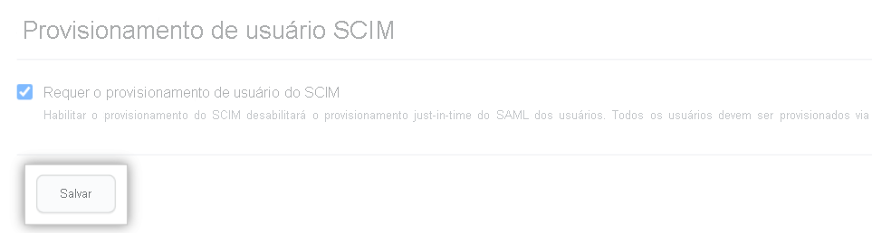 Captura de tela da configuração SCIM.