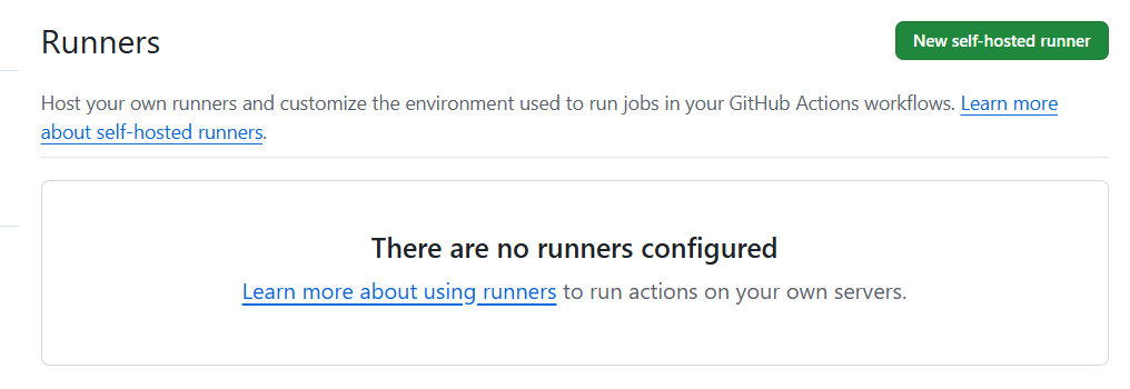 Captura de tela de uma tela de executores vazia.