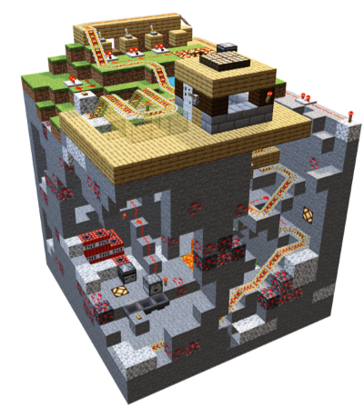Illustration of Redstone used in a Minecraft world scene.