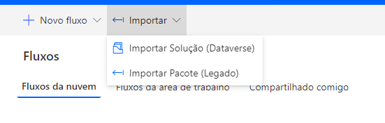 Captura de tela Importação de Pacote.