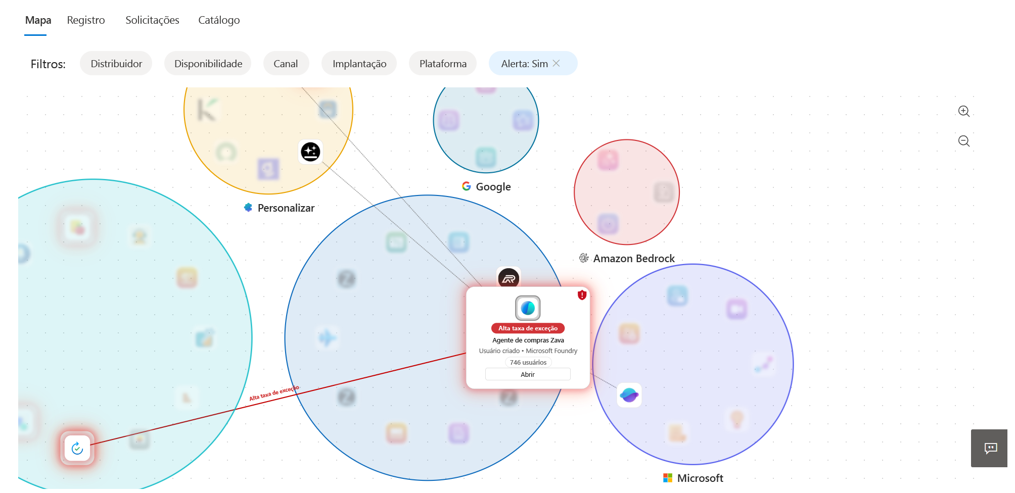Screenshot of the agents at risk on the agent map.