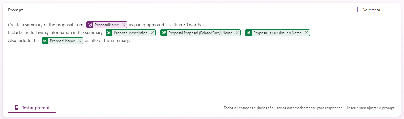 Captura de tela da solicitação.