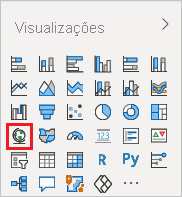 Screenshot that shows the Map icon selected in the Visualizations pane.