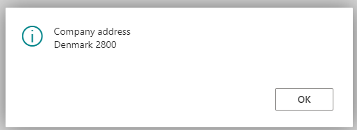 Captura da caixa de mensagem Meu endereço comercial.
