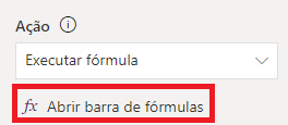 Captura de tela que mostra a opção de barra de fórmula aberta.
