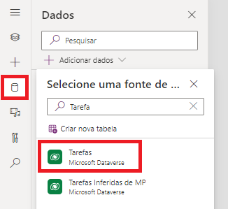 Captura de tela mostrando a caixa de diálogo adicionar dados.