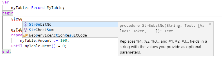 Exemplo do IntelliSense no Visual Studio Code.