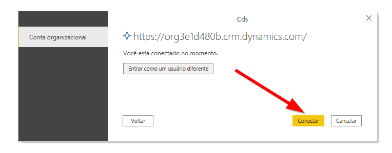 Você está conectado. Selecione o botão Conectar para continuar.
