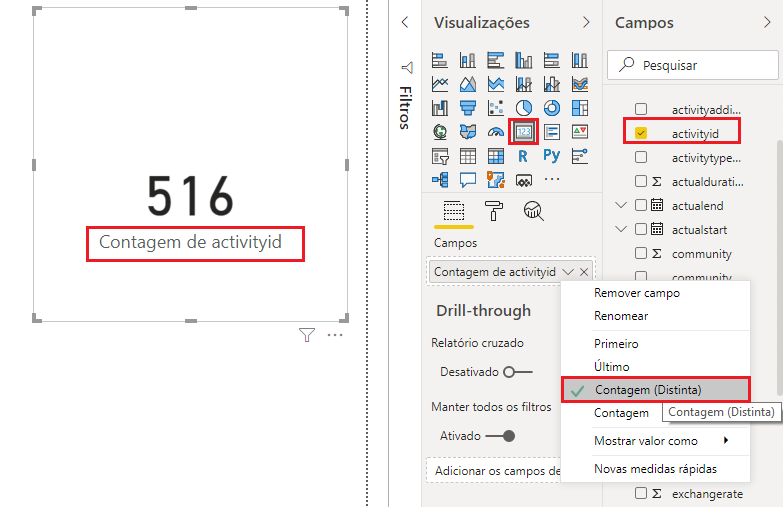 Construção do visual de contagem de respostas da pesquisa.
