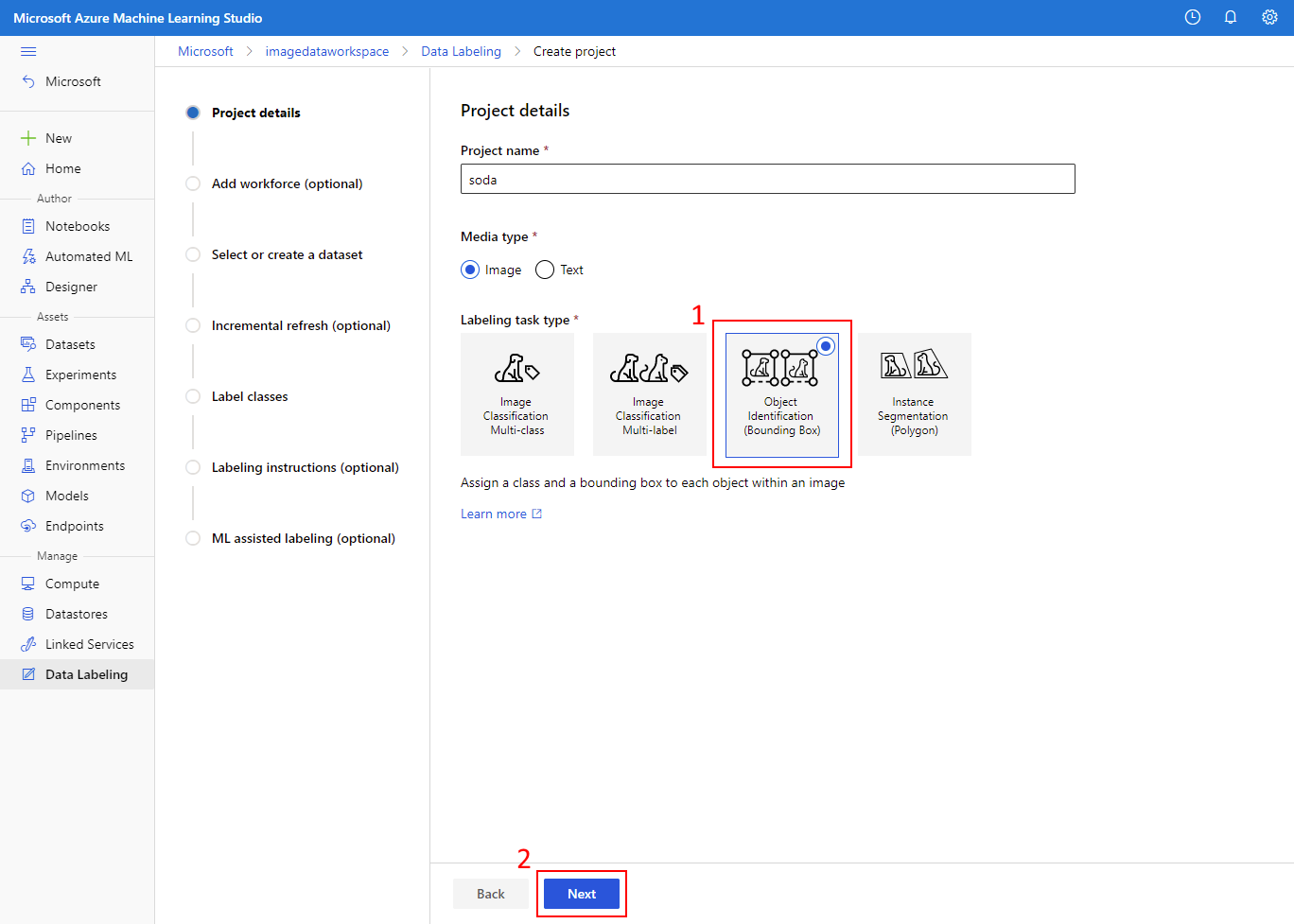 Captura de tela mostrando as opções Detalhes do Projeto.