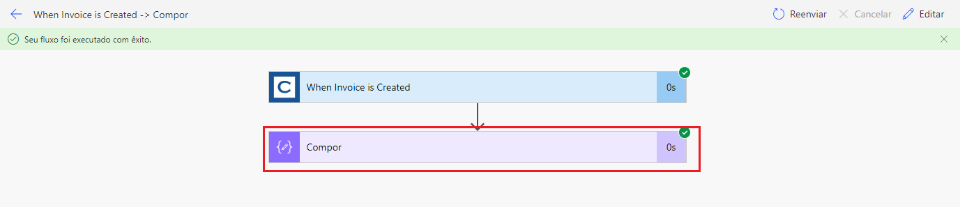 Captura de tela de uma seta apontando para a ação Redigir.