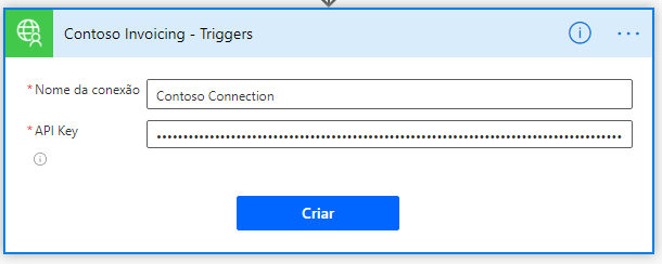 Captura de tela do botão de criação de conexão.