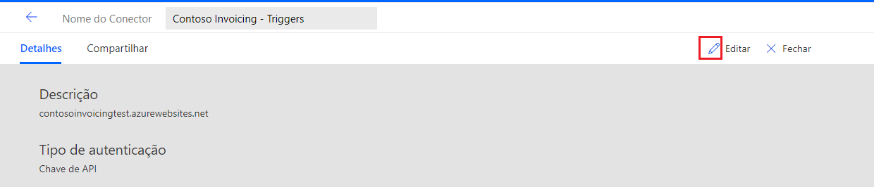 Captura de tela de uma seta apontando para o botão do conector de edição.