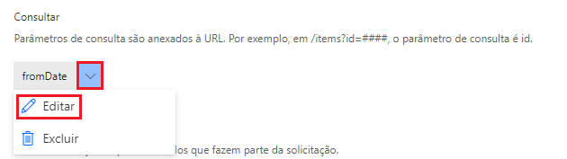 Captura de tela de uma seta apontando para o botão editar consulta.